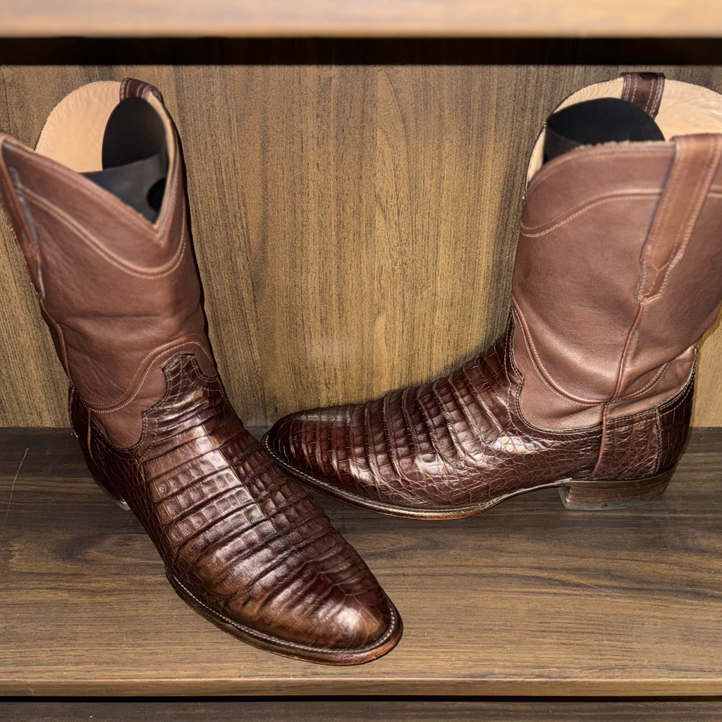 Tecovas âThe Coleâ Mahogany Caiman Roper Boot Size 14d
